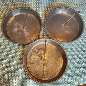 Set of 3 Vintage Steel Slider Cake Pans 8in x 1.5in Quick Release Farmhouse